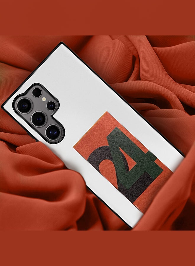 مارجون Samsung Galaxy S24 Ultra Case Hard PC Case With Print Design Luxury and Durable Case Cover Thin And Lightweight Case White - Image 5