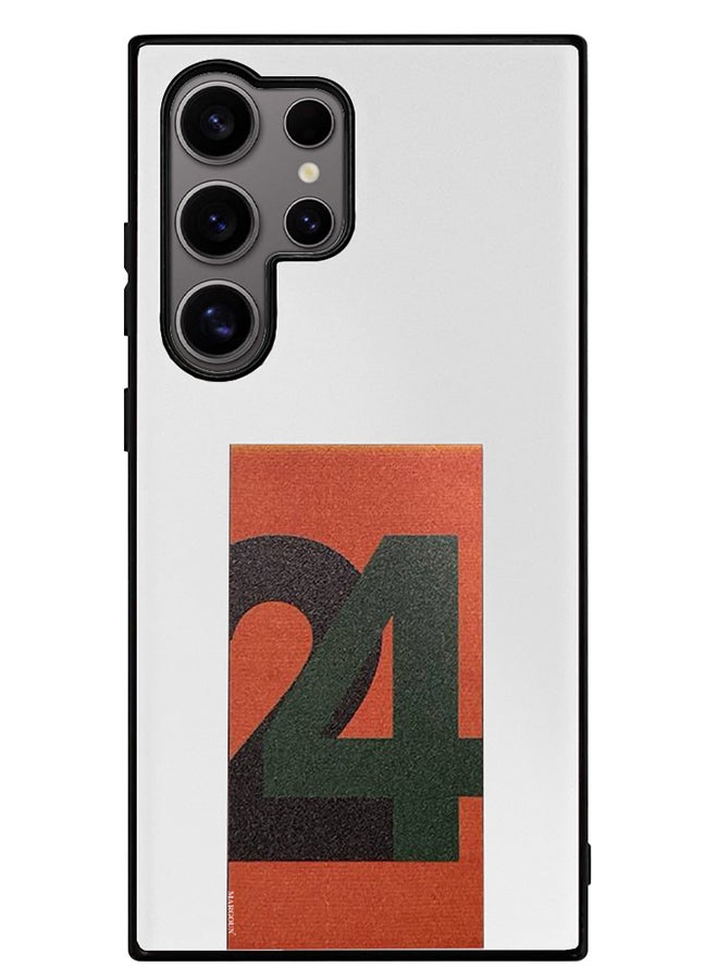 مارجون Samsung Galaxy S24 Ultra Case Hard PC Case With Print Design Luxury and Durable Case Cover Thin And Lightweight Case White - Image 2