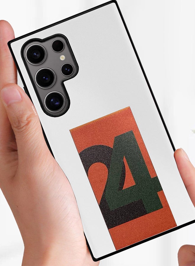 مارجون Samsung Galaxy S24 Ultra Case Hard PC Case With Print Design Luxury and Durable Case Cover Thin And Lightweight Case White - Image 4