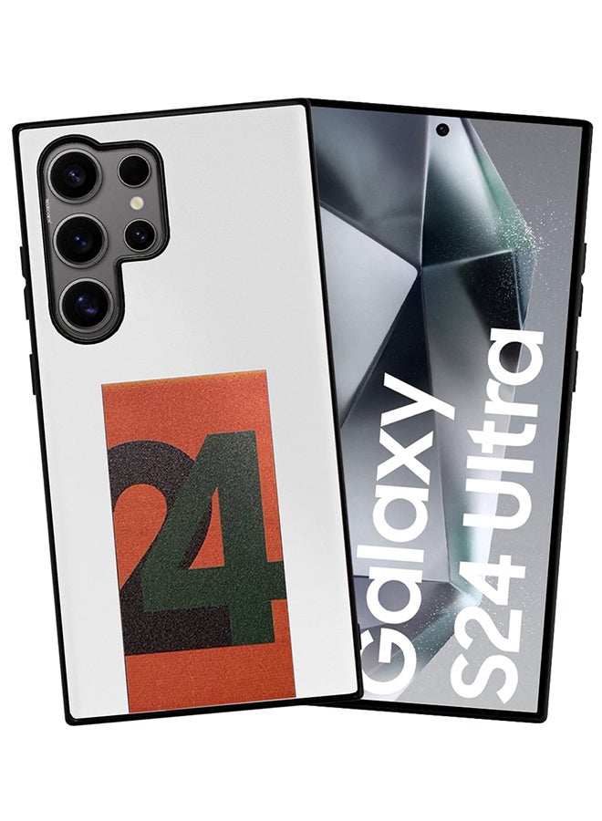 مارجون Samsung Galaxy S24 Ultra Case Hard PC Case With Print Design Luxury and Durable Case Cover Thin And Lightweight Case White - Image 3