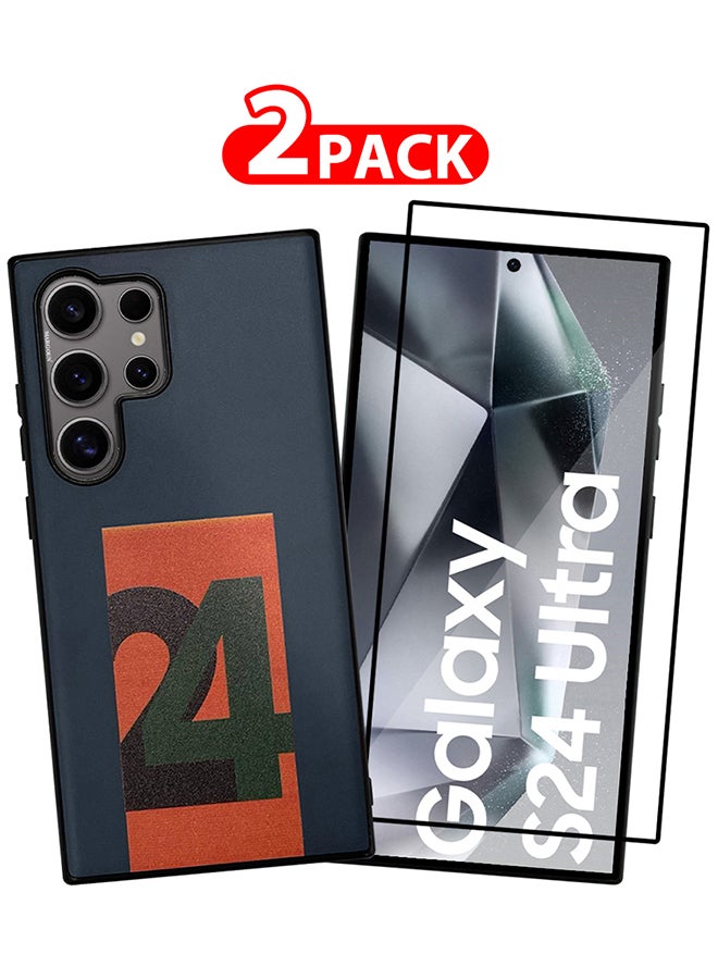 مارجون حالتين لجهاز سامسونج جالاكسي S24 ألترا وحامي شاشة، غلاف صلب من مادة PC بتصميم مطبوع، غلاف فاخر متين، غلاف رقيق وخفيف الوزن - Image 1