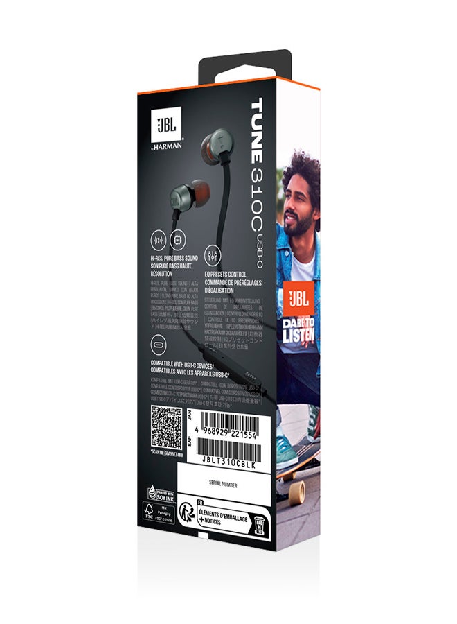 JBL - Tune 310C USB-C Wired Hi-Res In-Ear Headphones Black - Image 1