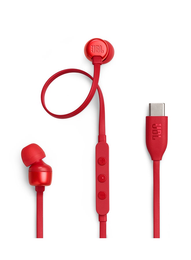 JBL - Tune 310C USB-C Wired Hi-Res In-Ear Headphones Red - Image 1