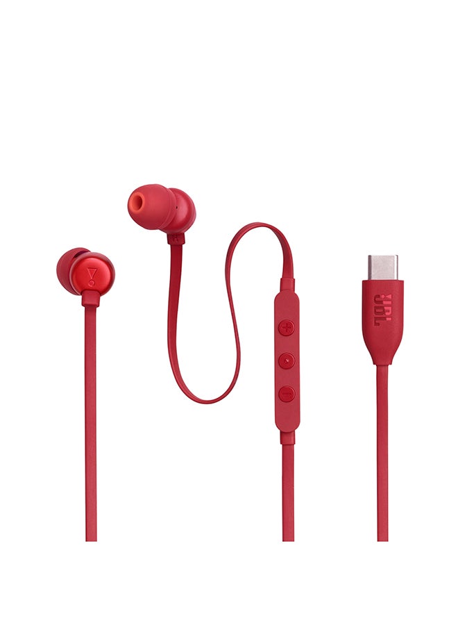 JBL - Tune 310C USB-C Wired Hi-Res In-Ear Headphones Red - Image 1