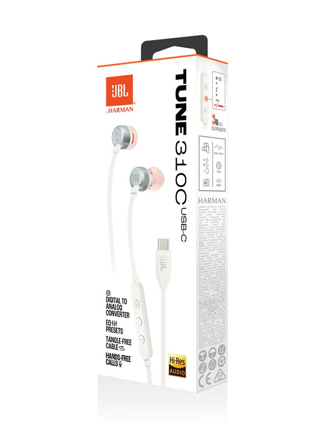 JBL - Tune 310C USB-C Wired Hi-Res In-Ear Headphones White - Image 1