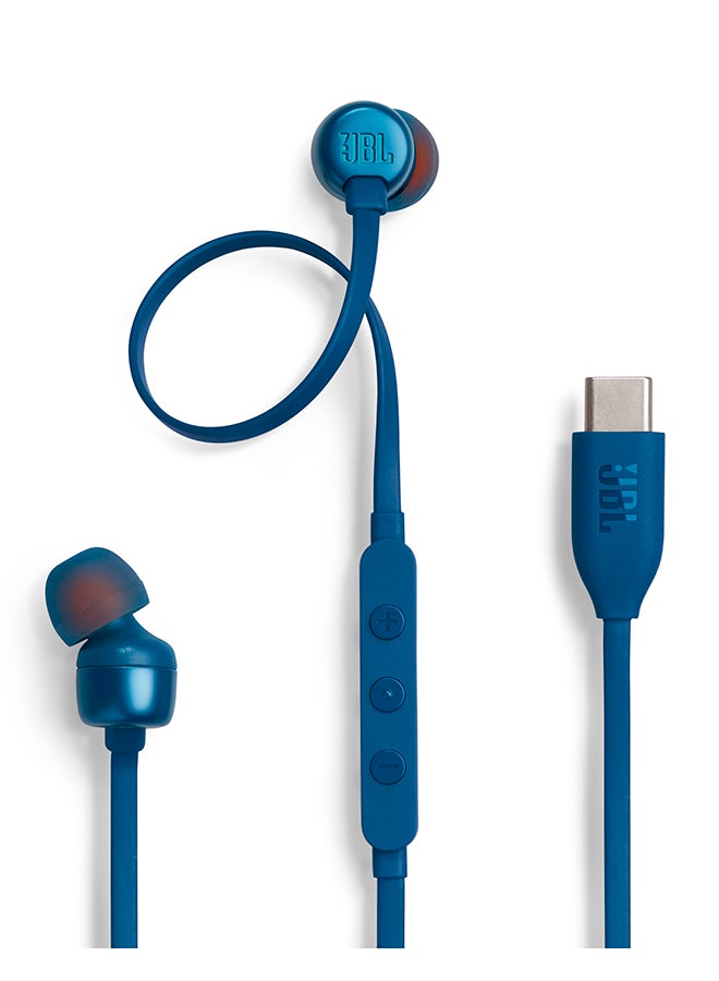 JBL Tune 310C USB-C Wired Hi-Res In-Ear Headphones Blue - Image 1