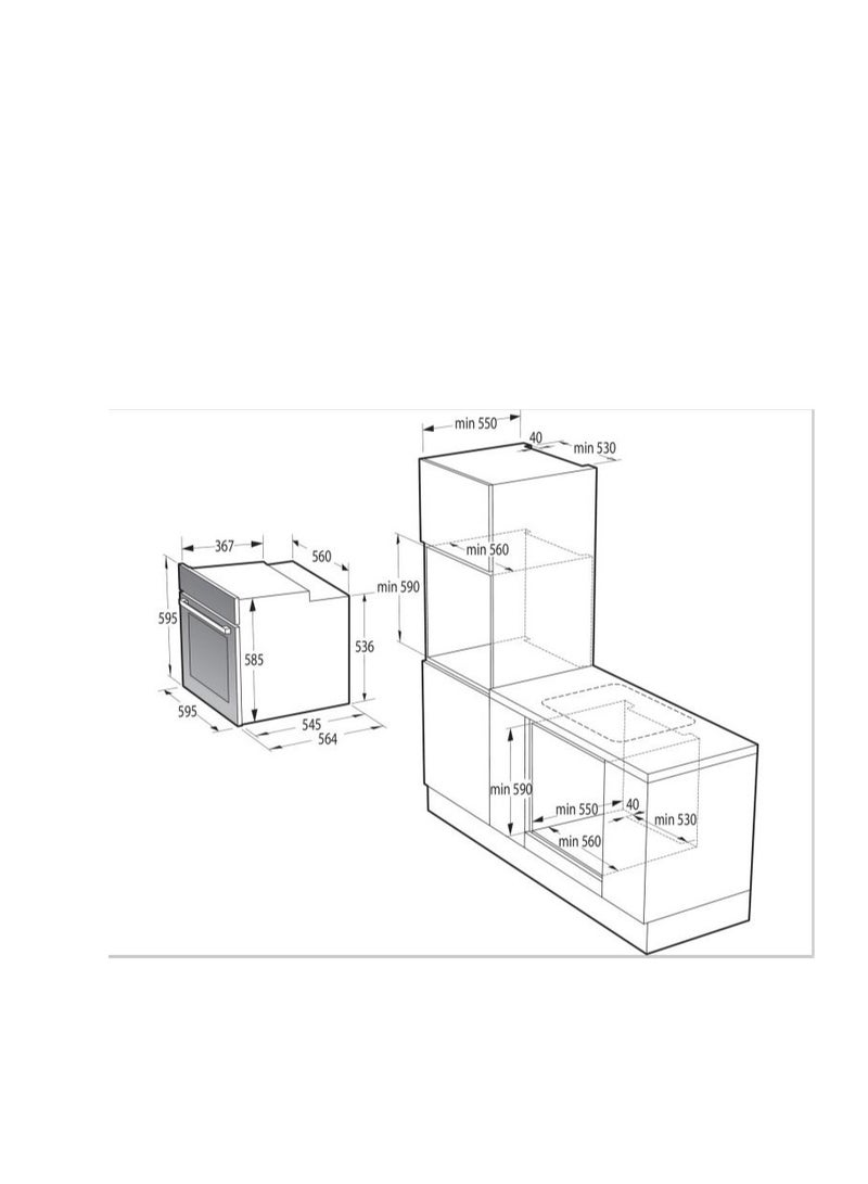 Gorenje Built in Electric oven With Grill from Gorenje 84 liters 60 cm multi-function Stainless Steel BO6712E02XK BO6712E02XK Silver - Image 2