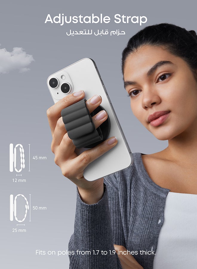 Anker Magnetic Phone Grip (MagGo), Sweat-Resistant 620 Magnetic Grip and Adjustable Strap, Only for iPhone 16/16 Pro/16 Plus /16 Pro Max, 15/14/13/12 Series Black  - Image 5