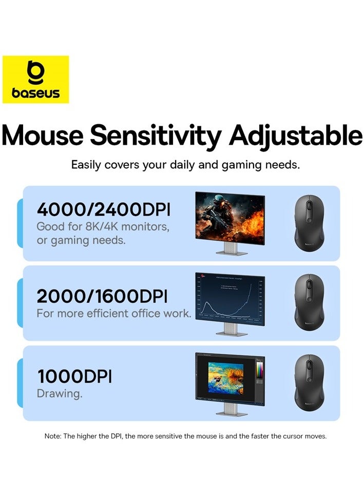 Baseus Ergonomic Mouse F02, 4000 DPI, 5 DPI Adjustable, 2.4GHz Bluetooth Wireless Mouse, USB Computer Mouse For Laptop, PC, Chromebook, Notebook Black  - Image 4