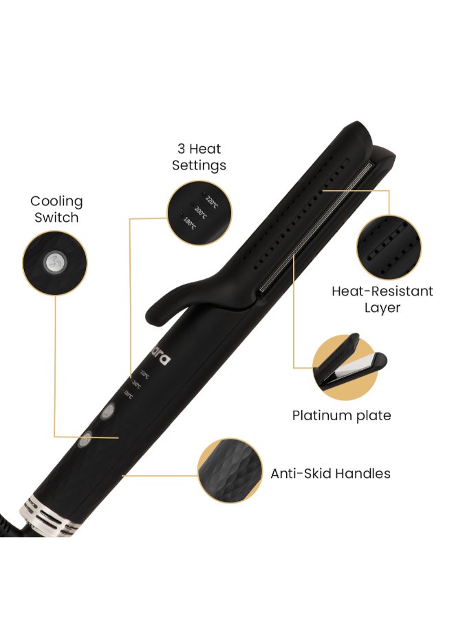 CLARA Hair Straightener, 3 Heat Settings Black - Image 3