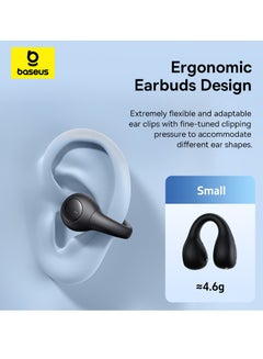 Baseus AirGo Open Ear Bluetooth Earbuds 5.3 Wireless Earphones Innovative Ear Clip Earphones Long Lasting And Painless 2MIc ENC HD Call Noise Reduction Earbuds Sports Calling More Black  - Image 3