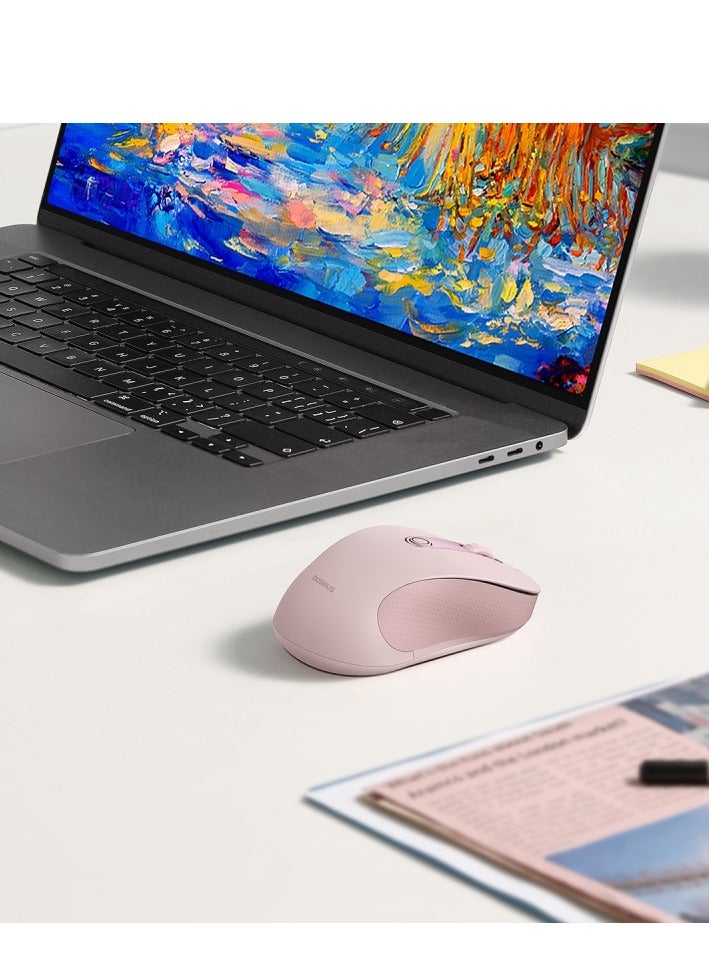 Baseus - Ergonomic Mouse F02, 4000 DPI, 5 DPI Adjustable, 2.4GHz Bluetooth Wireless Mouse, USB Computer Mouse For Laptop, PC, Chromebook, Notebook Pink - Image 1