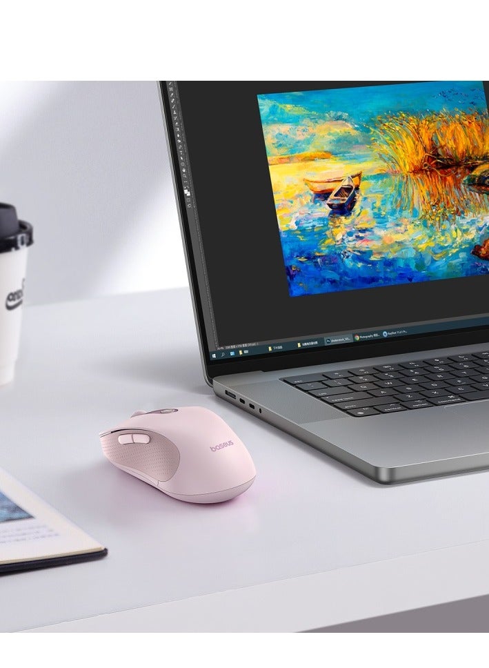 Baseus - Ergonomic Mouse F02, 4000 DPI, 5 DPI Adjustable, 2.4GHz Bluetooth Wireless Mouse, USB Computer Mouse For Laptop, PC, Chromebook, Notebook Pink - Image 1