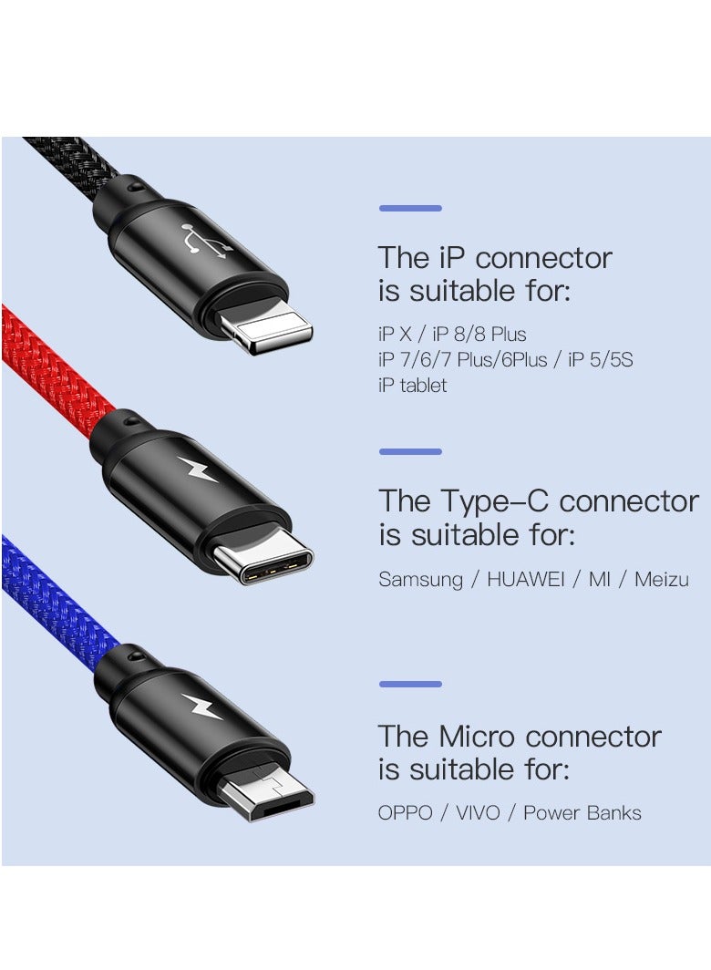 Baseus Fast Charging Braided Nylon iPhone Cable USB Type C Cable Micro USB Cable, Fast Charger Cord Compatible With iPhone 14 13 12 11 Galaxy S20 S10 S9 S8 S7 Micro USB Android Black  - Image 3