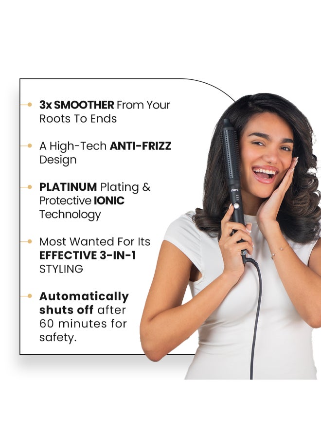 كلارا فرشاة رفيعة ساخنة، تصفيف الشعر 3 في 1 للتجعيد والشعر المستقيم، وظيفتان، جهاز واحد - Image 2