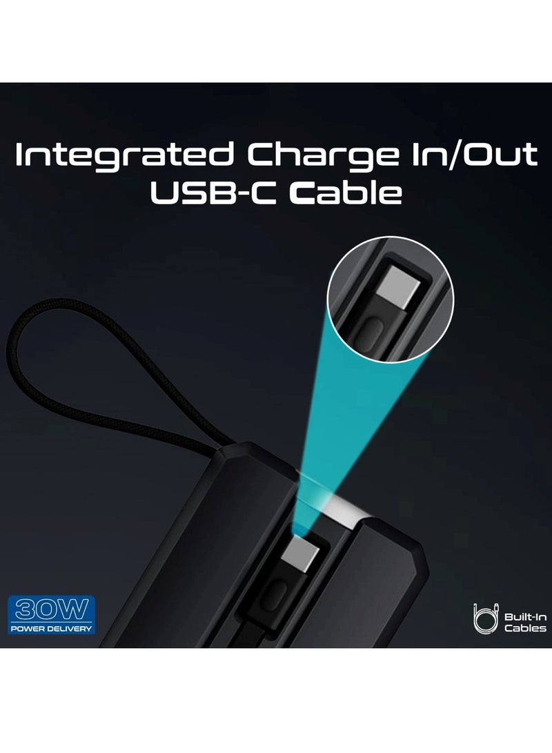 PROMATE 10000 mAh 10000 mAh Universal 10000Mah Ultra-Compact Portable Power Pack With Built-in 30W USB-C Cable, USB-C Power Delivery Port, Apple Watch Charger, Led Display And Charge Protection For iPhone 16,Neo-10 - Black  - Image 5