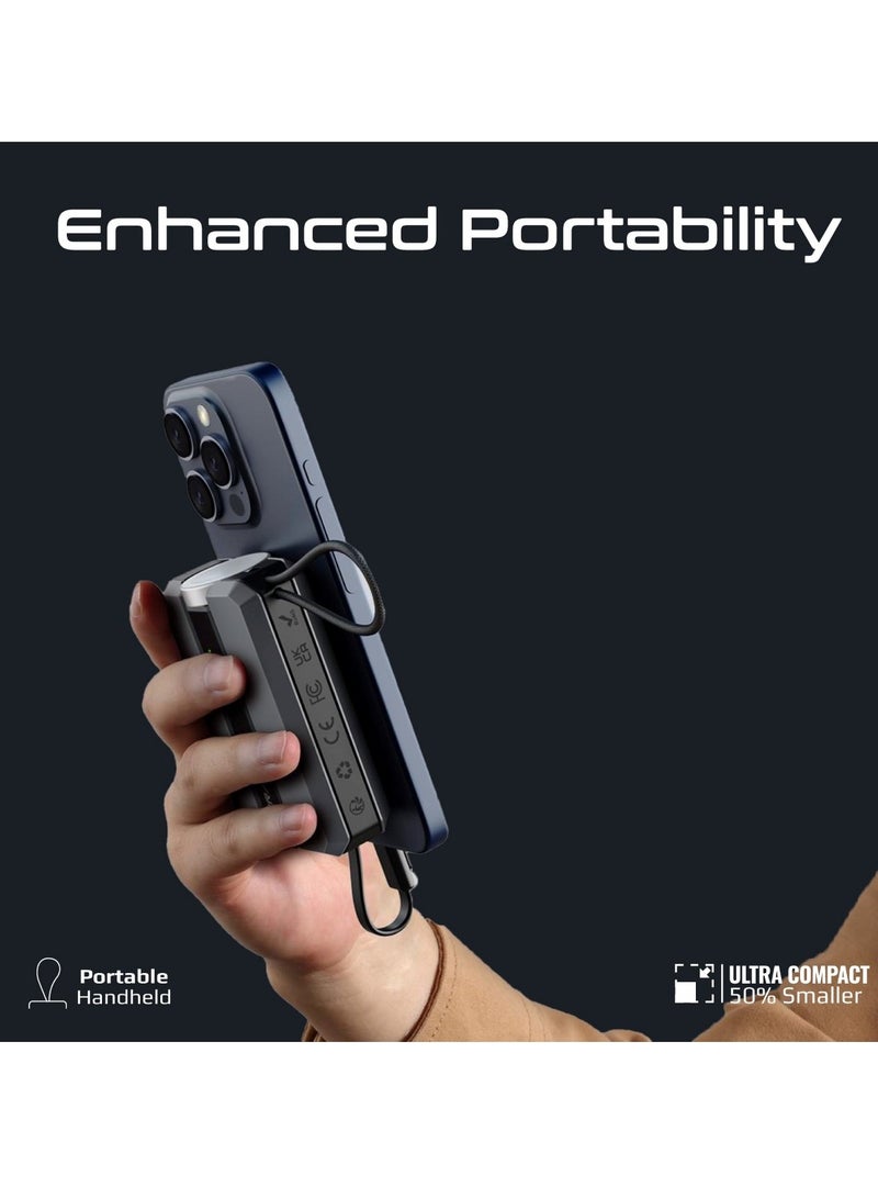 PROMATE - 10000 mAh 10000 mAh Universal 10000Mah Ultra-compact Portable Power Pack With Built-In 30W Usb-C Cable, Usb-C Power Delivery Port, Apple Watch Charger, Led Display And Charge Protection For iPhone 16, Neo-10 - Grey - Image 1