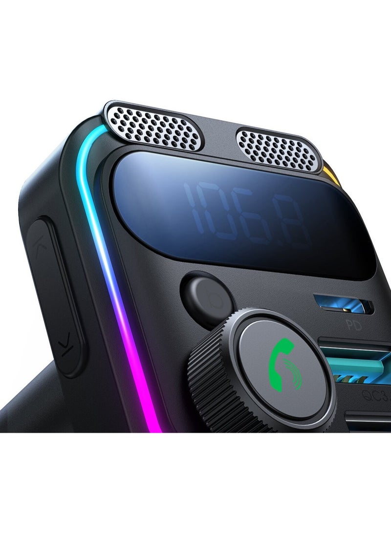 JOYROOM - Joyroom JR-CCB01 48W FM transmitter 2x USB-A USB-C with dual microphone Black - Image 1