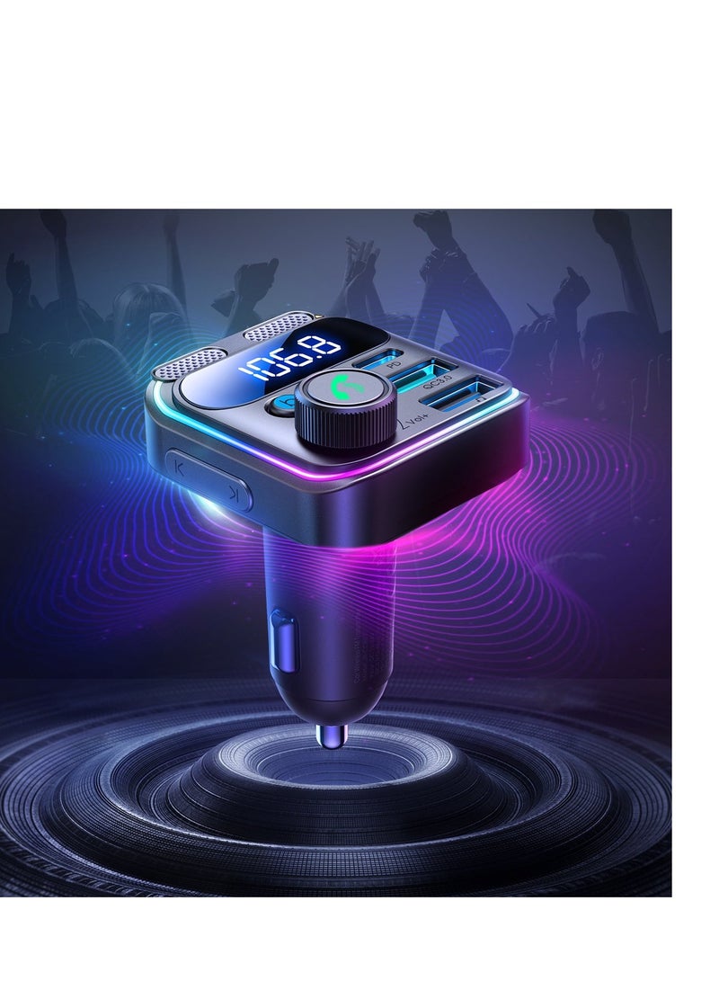 JOYROOM - Joyroom JR-CCB01 48W FM transmitter 2x USB-A USB-C with dual microphone Black - Image 1