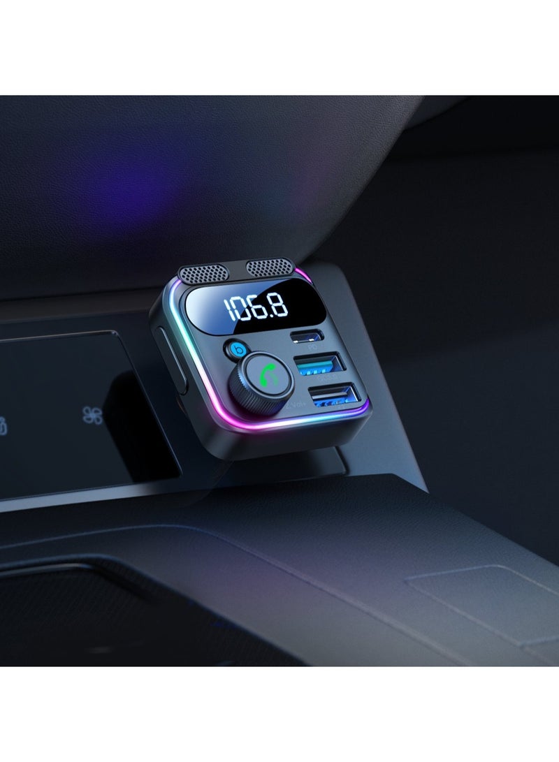 JOYROOM - Joyroom JR-CCB01 48W FM transmitter 2x USB-A USB-C with dual microphone Black - Image 1