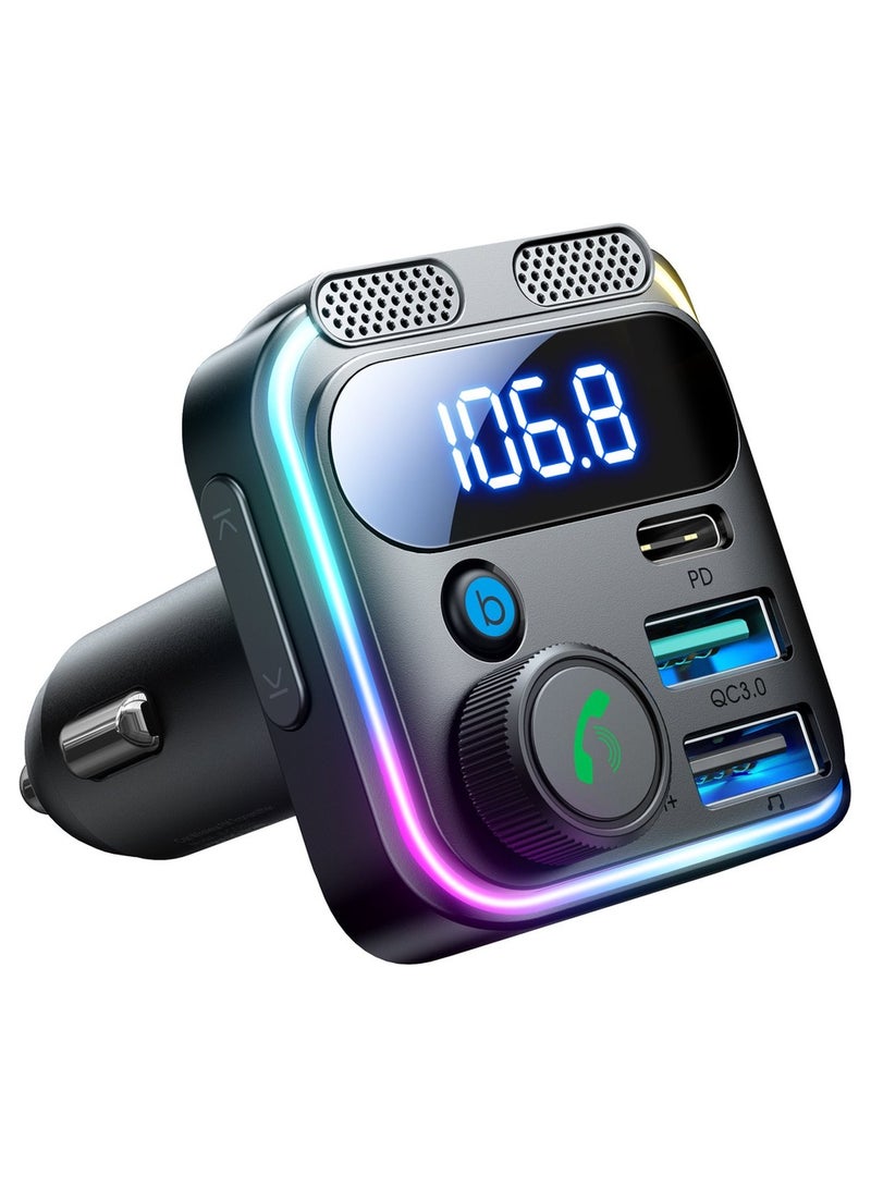 JOYROOM - Joyroom JR-CCB01 48W FM transmitter 2x USB-A USB-C with dual microphone Black - Image 1