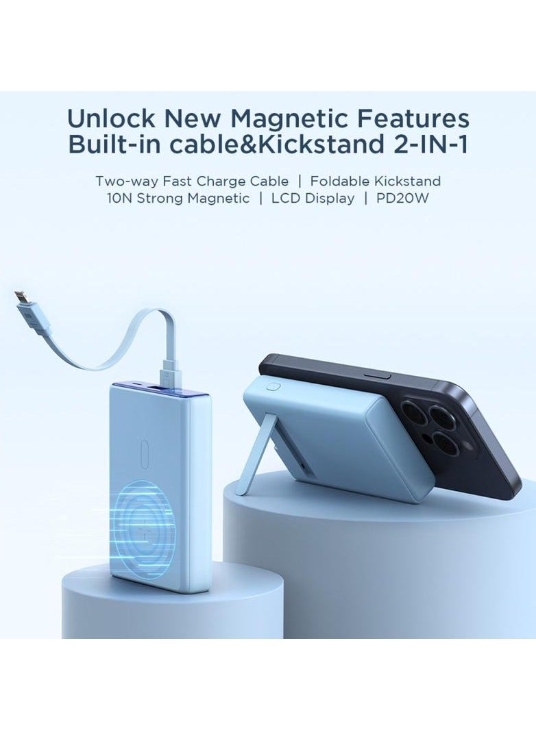 جوي روم باور بانك JOYROOM JR-PBM01 PD 20W للهاتف وشاحن مغناطيسي لاسلكي مع كابل مدمج / حامل - - Image 4