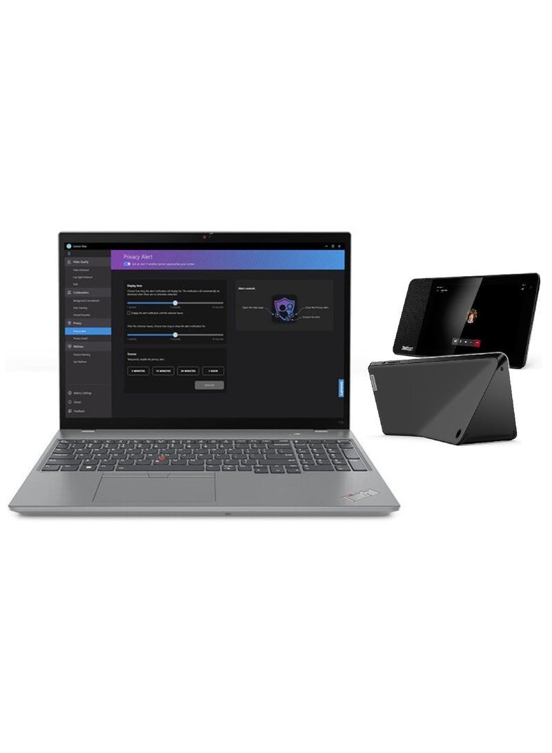 Lenovo - ThinkPad T16 Gen 2 Business Laptop With 16-Inch Display, Core i7-1355U Processor/16GB RAM/512GB SSD/Intel UHD Graphics/Windows 11 Pro With Lenovo Thinksmart view 8-Inch Display English grey - Image 1