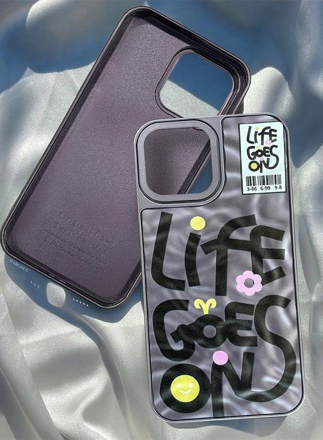 MARGOUN iPhone 13 Pro Max Case Cover Letter Phone Case Creative Soft Back New Design Shell Durable And Fashionable Case/Life Goes On Purple - Image 1