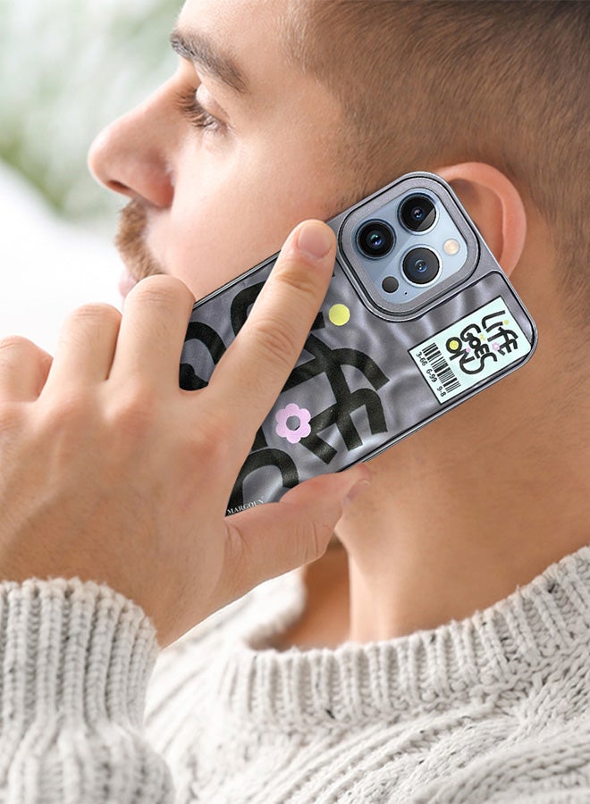 MARGOUN iPhone 13 Pro Max Case Cover Letter Phone Case Creative Soft Back New Design Shell Durable And Fashionable Case/Life Goes On Purple - Image 2