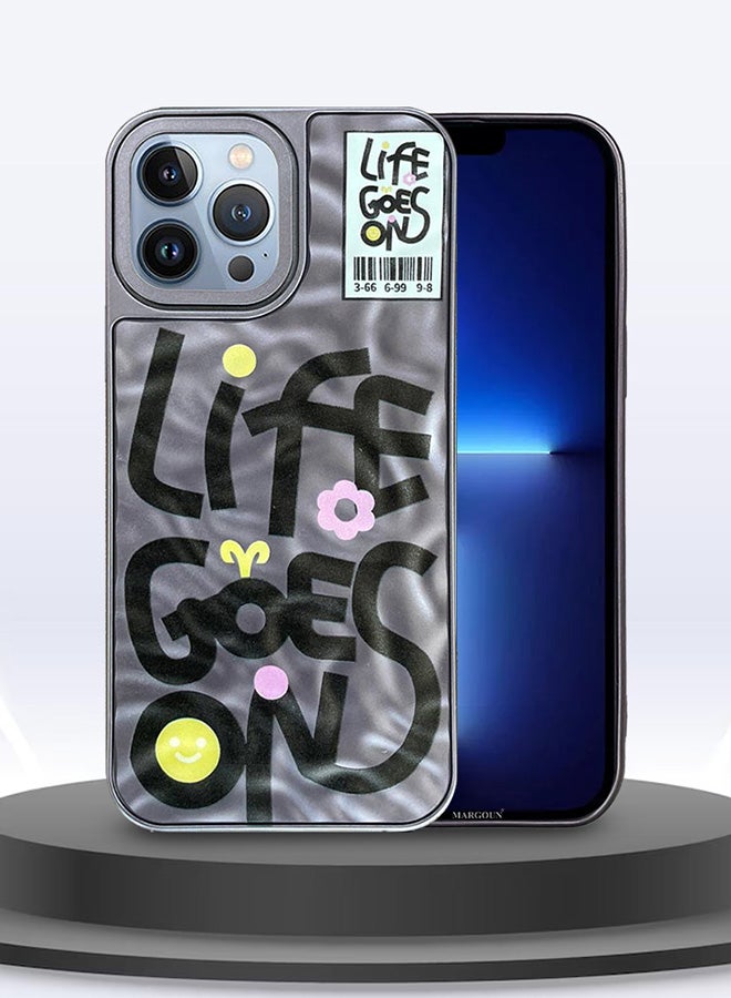 MARGOUN iPhone 13 Pro Max Case Cover Letter Phone Case Creative Soft Back New Design Shell Durable And Fashionable Case/Life Goes On Purple - Image 4