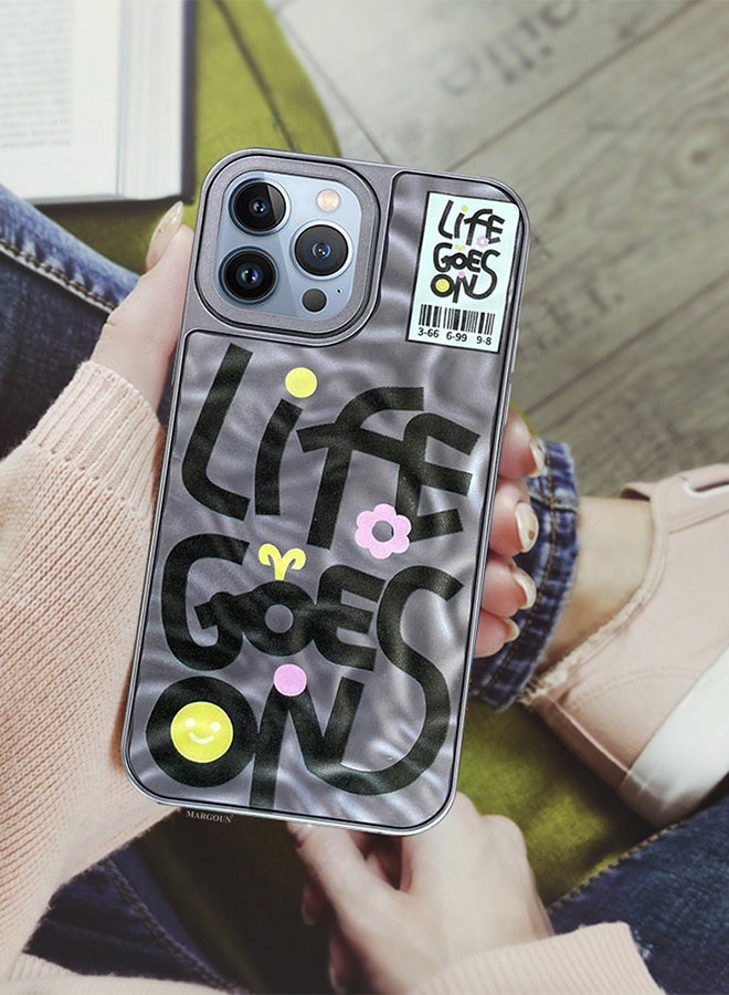 MARGOUN iPhone 13 Pro Max Case Cover Letter Phone Case Creative Soft Back New Design Shell Durable And Fashionable Case/Life Goes On Purple - Image 3