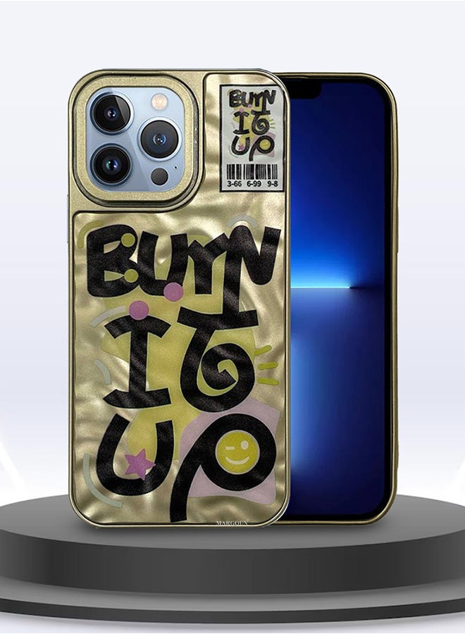 MARGOUN iPhone 13 Pro Max Case Cover Letter Phone Case Creative Soft Back New Design Shell Durable And Fashionable Case/Burn It Up Yellow - Image 4