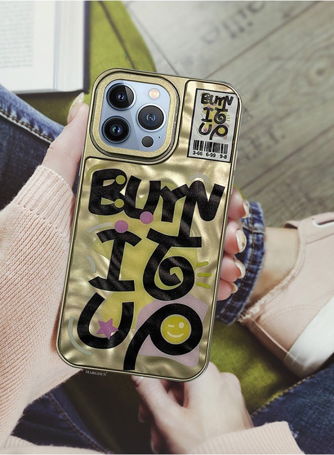 MARGOUN iPhone 13 Pro Max Case Cover Letter Phone Case Creative Soft Back New Design Shell Durable And Fashionable Case/Burn It Up Yellow - Image 3