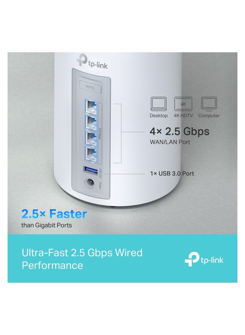 TP-LINK - Deco BE65 BE9300 Whole Home Mesh Wi-Fi 7 System (3-Pack) White White - Image 1