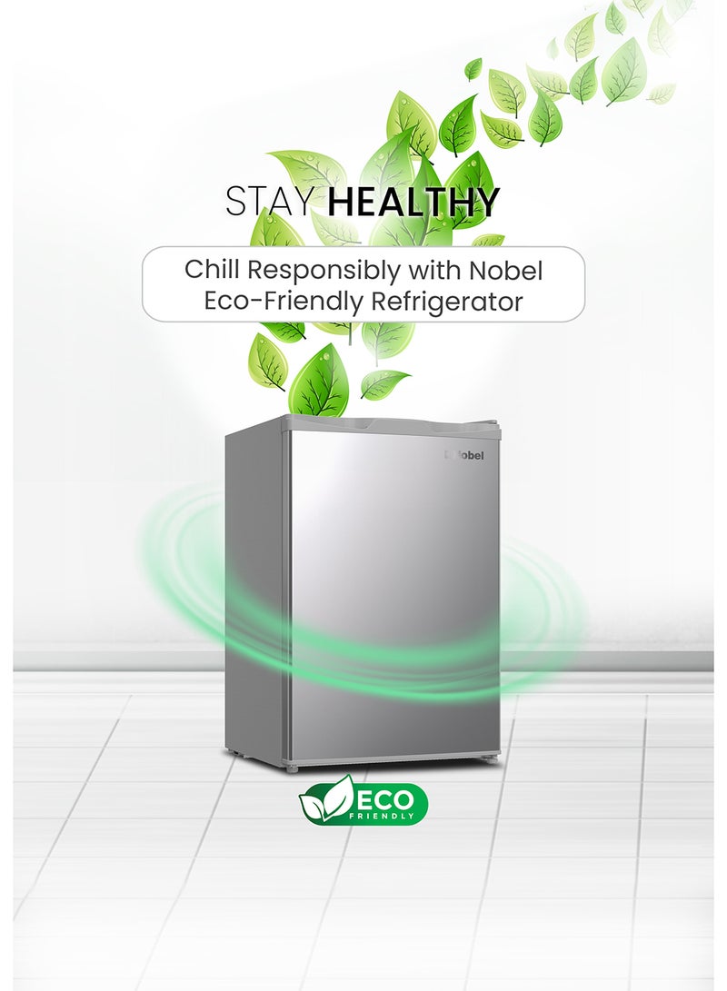 Nobel 110L Gross / 69L Net Capacity Refrigerator, Mechanical Control, R600a Refrigerant, Noise Level 40dB, Inside Light, Adjustable Feet, Metal Shelf, Defrost NR110S Silver  - Image 5