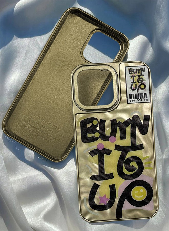 مارجون iPhone 14 Pro Max Case Cover Letter Phone Case Creative Soft Back New Design Shell Durable And Fashionable Case/Burn It Up Yellow - Image 1