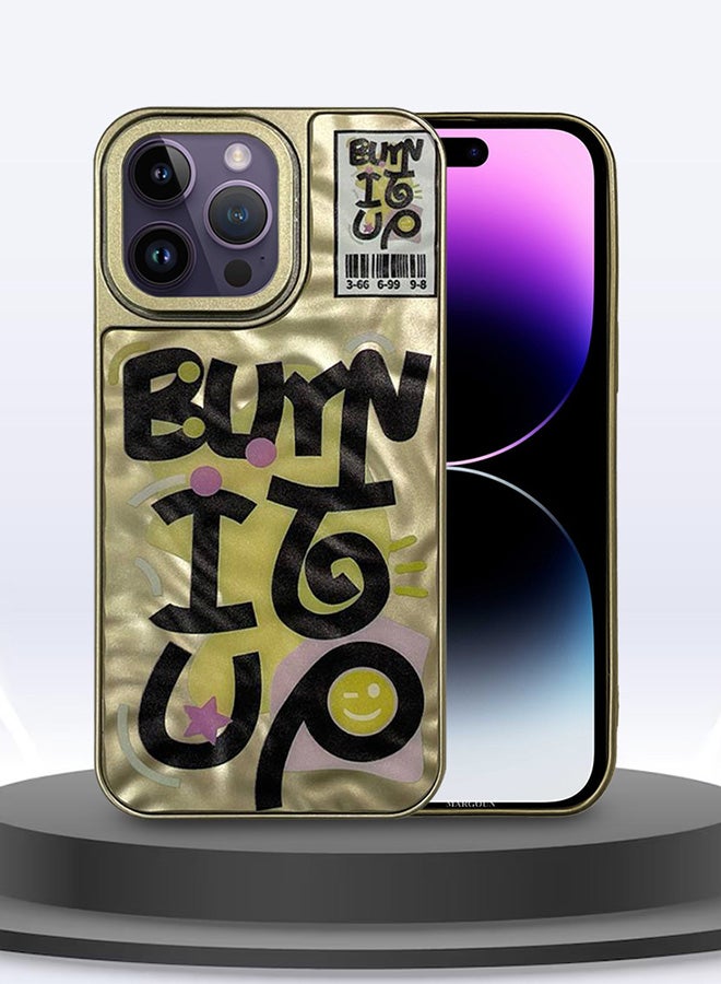 مارجون iPhone 14 Pro Max Case Cover Letter Phone Case Creative Soft Back New Design Shell Durable And Fashionable Case/Burn It Up Yellow - Image 4