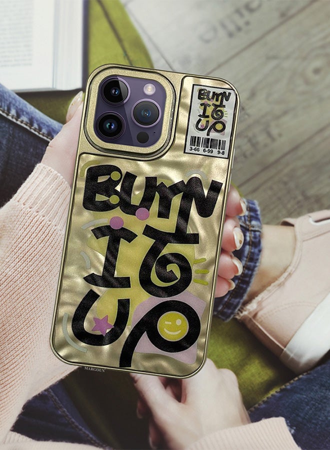 مارجون iPhone 14 Pro Max Case Cover Letter Phone Case Creative Soft Back New Design Shell Durable And Fashionable Case/Burn It Up Yellow - Image 3