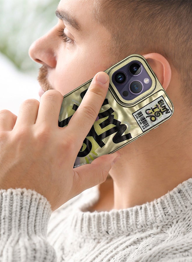 مارجون iPhone 14 Pro Max Case Cover Letter Phone Case Creative Soft Back New Design Shell Durable And Fashionable Case/Burn It Up Yellow - Image 2