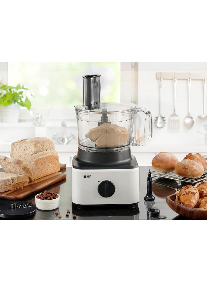 براون محضر طعام براون 8 في 1، 750 واط، سرعتان، وظيفة النبض، سعة 2.1 لتر، خلاط 1.8 لتر، قرص تقطيع وبشر، عجين، شفرة كسارة ثلج، FP0132WH، أبيض 2.1 L 750 W FP0132WH - Image 4