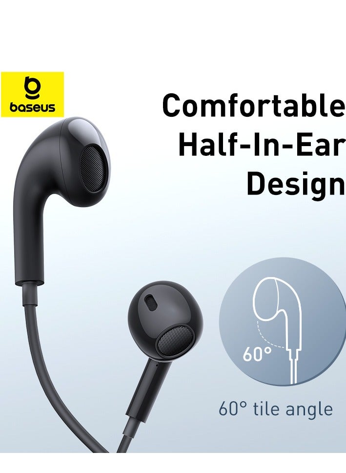 Baseus - Baseus CZ17 Wired Earphone with Type-C Port - Black Black - Image 1