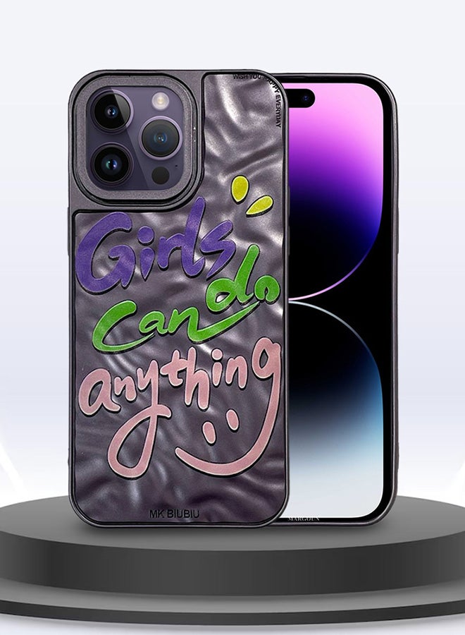 MARGOUN iPhone 14 Pro Max Case Cover Letter Phone Case Creative Soft Back New Design Shell Durable And Fashionable Case/Girls Can Do anything Purple - Image 4