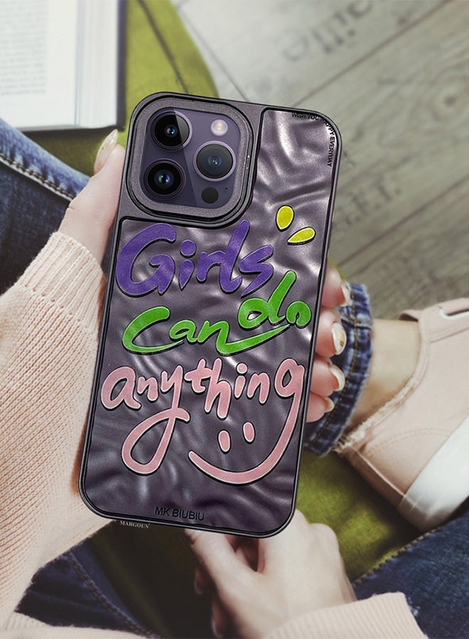 MARGOUN iPhone 14 Pro Max Case Cover Letter Phone Case Creative Soft Back New Design Shell Durable And Fashionable Case/Girls Can Do anything Purple - Image 3