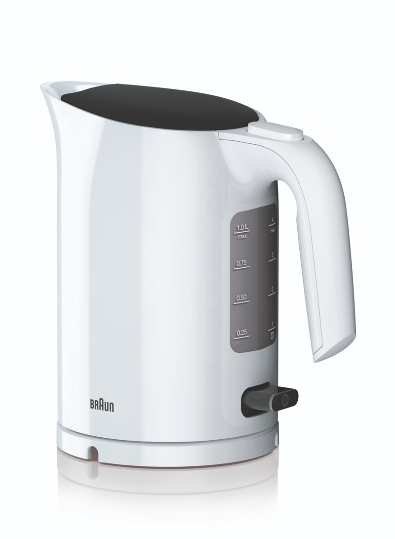BRAUN PurEase Water Kettle, Fast boiling, 3-Ways protection 1 L 2200 W WK 3000 WH White  - Image 1
