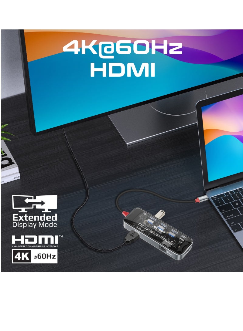 بروميت موزع بروميت USB-C، محور وسائط متعدد الشاشات 9 في 1 مع Prime 4K@60 هرتز HDMI، شبكة محلية عالية السرعة 1000 ميجابت في الثانية، فتحة بطاقة SD/TF، منافذ USB-A مزدوجة 5 جيجابت في الثانية، 100 واط USB-C ☀ توصيل الطاقة باللون الأسود - Image 4