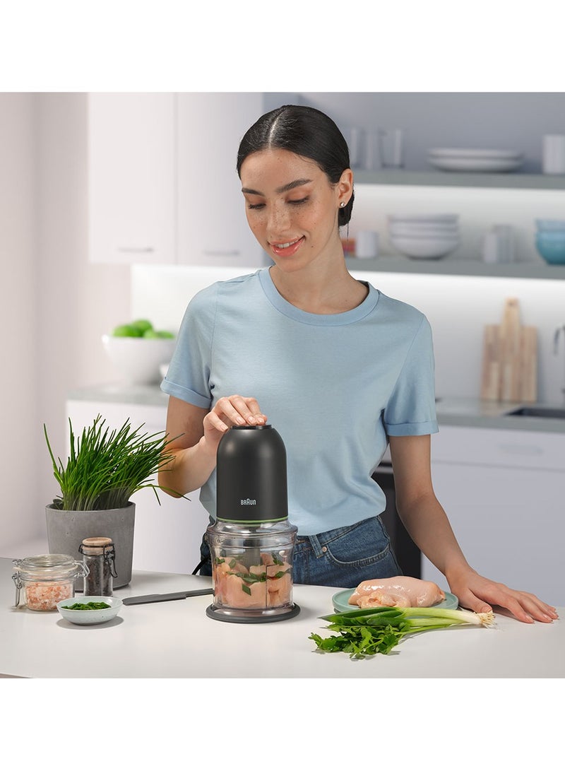 BRAUN - MultiPractic 3 Chopper 500 ml bowl, 2 speeds, 1 push control, Quad blade, Ice crush, Mayonnaise attachment, Mini spatula, BPA free 500 ml 500 W CH 3013 BK, CH 3011 BK Black - Image 1