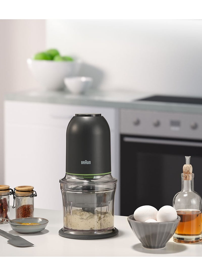 BRAUN - MultiPractic 3 Chopper 500 ml bowl, 2 speeds, 1 push control, Quad blade, Ice crush, Mayonnaise attachment, Mini spatula, BPA free 500 ml 500 W CH 3013 BK, CH 3011 BK Black - Image 1