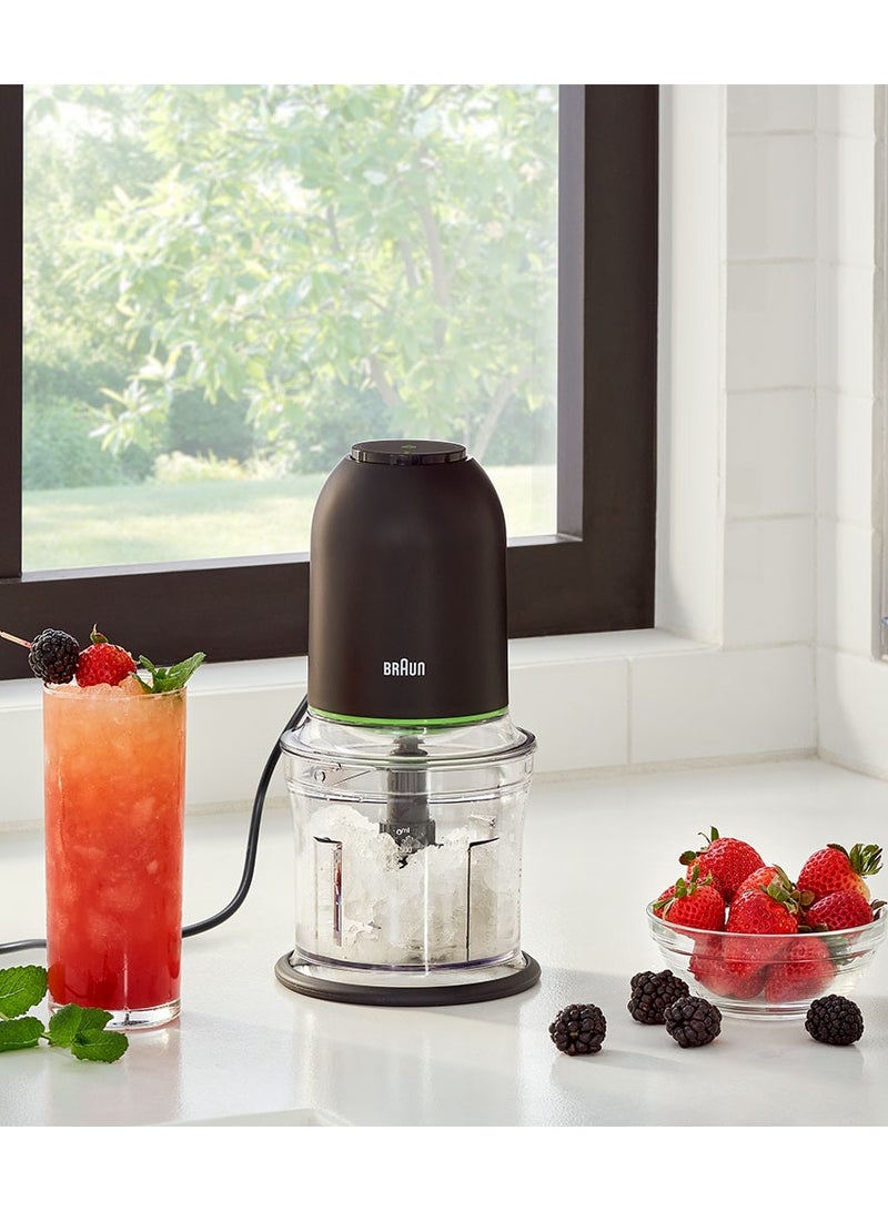 BRAUN - MultiPractic 3 Chopper 500 ml bowl, 2 speeds, 1 push control, Quad blade, Ice crush, Mayonnaise attachment, Mini spatula, BPA free 500 ml 500 W CH 3013 BK, CH 3011 BK Black - Image 1