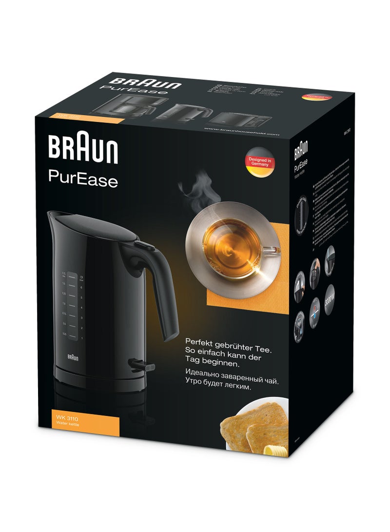 BRAUN PurEase Water Kettle, auto shut-off, Fast boiling, 3-way protection 1.7 L 3000 W WK 3110 BK Black - Image 3