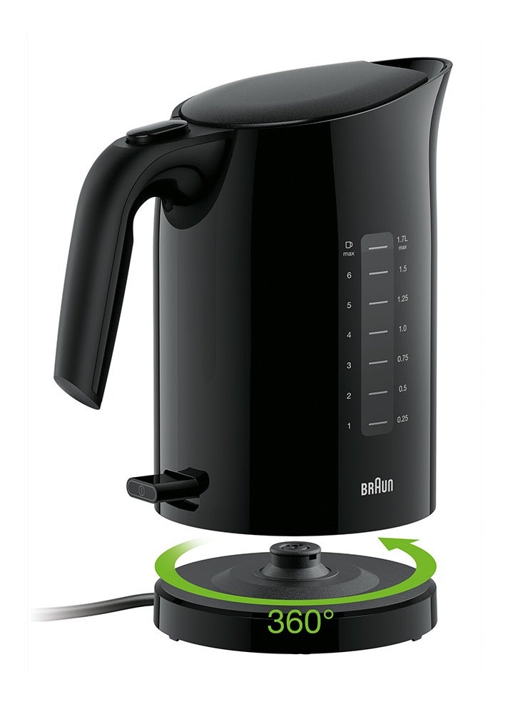 BRAUN PurEase Water Kettle, auto shut-off, Fast boiling, 3-way protection 1.7 L 3000 W WK 3110 BK Black - Image 2